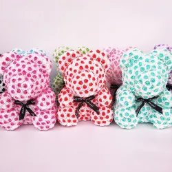 L'ours rose - ours fait de roses d'infini à deux couleurs avec un arc - 25 cm - 35 cm